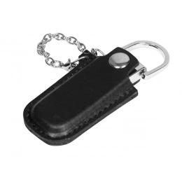 USB 2.0- флешка на 32 Гб в массивном корпусе с кожаным чехлом