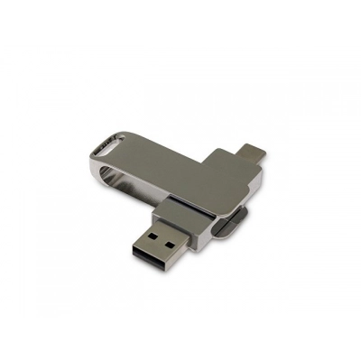 
                                                USB 3.0 flash drive with 16 GB capacity, swivel mechanism, and an additional Type-C connector.
                                                