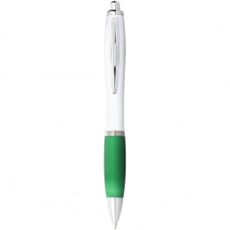 Nash ballpoint pen with white barrel and coloured grip