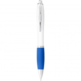 Nash ballpoint pen with white barrel and coloured grip