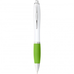 Nash ballpoint pen with white barrel and coloured grip