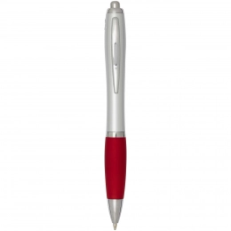 Nash RCS recycled plastic ballpoint pen with silver barrel and coloured grip (black ink)