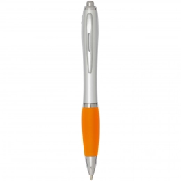 Nash RCS recycled plastic ballpoint pen with silver barrel and coloured grip (black ink)