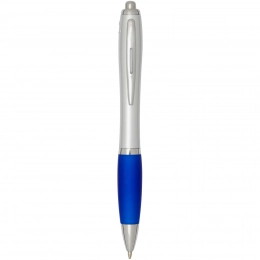 Nash RCS recycled plastic ballpoint pen with silver barrel and coloured grip (black ink)