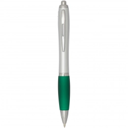 Nash RCS recycled plastic ballpoint pen with silver barrel and coloured grip (black ink)