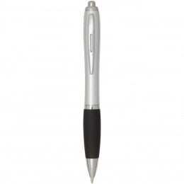 Nash RCS recycled plastic ballpoint pen with silver barrel and coloured grip (black ink)