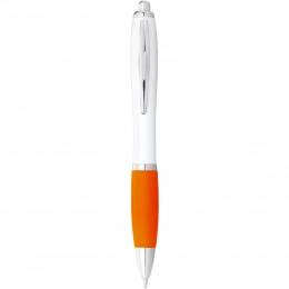 Nash ballpoint pen white barrel and coloured grip