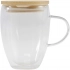 Стеклянная чашка Leona 350 мл с бамбуковой крышкой Стеклянная чашка Leona 350 мл с бамбуковой крышкой