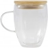 Стеклянная чашка Leona 350 мл с бамбуковой крышкой Стеклянная чашка Leona 350 мл с бамбуковой крышкой