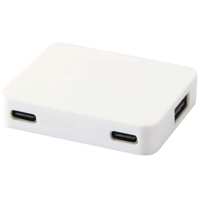 
                                                USB-хаб Gaia с 4 портами, с выходами USB-A и Type-C и двойным входом - изготовлен из переработанного пластика
                                                