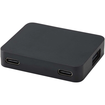 
                                                USB-хаб Gaia с 4 портами, с выходами USB-A и Type-C и двойным входом - изготовлен из переработанного пластика
                                                