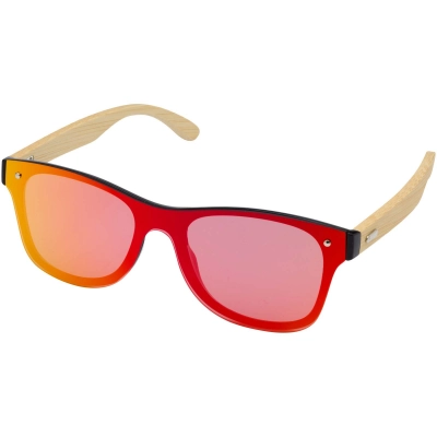 
                                                Tan sunglasses with bamboo temples
                                                