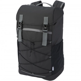 Aqua waterproof backpack made from recycled materials with GRS certification for a 15.6-inch laptop and a capacity of 23 liters.