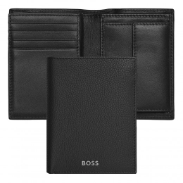 Card holder with flap and money pocket Classic Grained Black