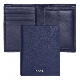 Card holder with flap and money pocket Classic Grained Navy