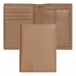 Card holder with flap and money pocket Classic Grained Camel