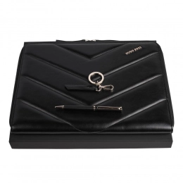 Набор HUGO BOSS черный (шариковая ручка, папка для конференций формата А4 и кольцо для ключей)