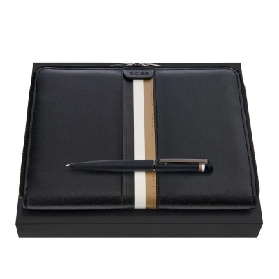 
                                            Подарочный набор HUGO BOSS с шариковой ручкой и папкой для конференций A5, черный
                                            