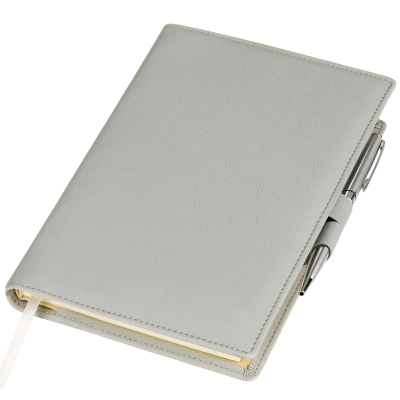 
                                            Clip portfolio diary, gray, soft touch cover, undated cream block, gift box, includes Tesoro pen
                                            