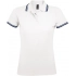 Pasadena Women 200 Women's Polo Shirt with Contrasting Trim, white with Blue