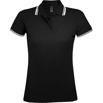 
                                                Pasadena Women 200 Women's Polo Shirt with Contrasting Trim, Black and White
                                                