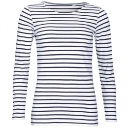 Women's Marine T-shirt, white with dark blue