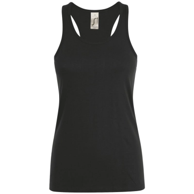 
                                                Women's black Justin Women tank top.
                                                