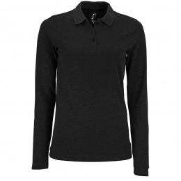 Women's Long Sleeve Polo Shirt Perfect LSL Women, Black Melange