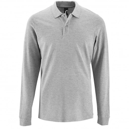 Men's Long Sleeve Polo Shirt Perfect LSL Men, Grey Melange