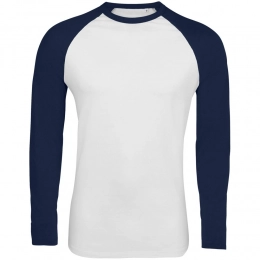 Men's Long Sleeve Funky Lsl T-shirt, White with Dark Blue