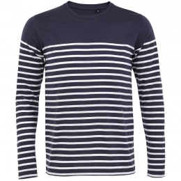 Men's long-sleeved Matelot LSL Men t-shirt, blue with white.