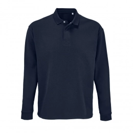 Heritage oversized long-sleeve polo shirt, navy blue.