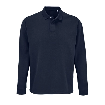 
                                                Heritage oversized long-sleeve polo shirt, navy blue.
                                                