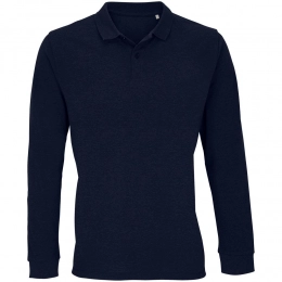 Unisex long-sleeve dark blue Planet LSL polo shirt.