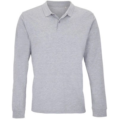 
                                            Unisex long-sleeve polo shirt by Planet LSL, grey melange.
                                            