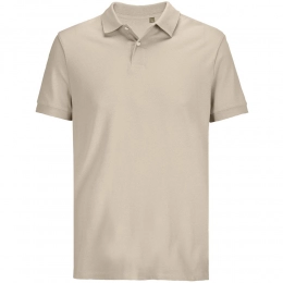 Pacific unisex beige linen polo shirt.