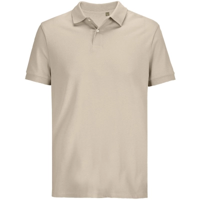 
                                                Pacific unisex beige linen polo shirt.
                                                