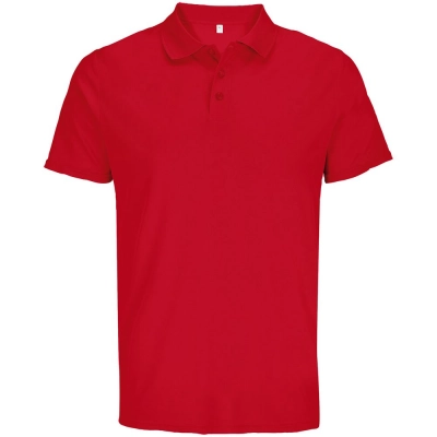 
                                                Unisex red Pitcher polo shirt.
                                                