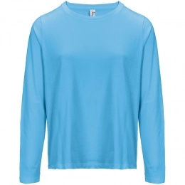 Women's long-sleeve Monarch Women t-shirt, bright turquoise.