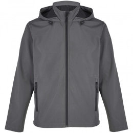 Men's dark grey Race Men softshell jacket with hood.