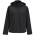 Women's black Race softshell jacket with hood.