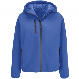 Women's Falcon bright blue (royal) softshell jacket with hood.