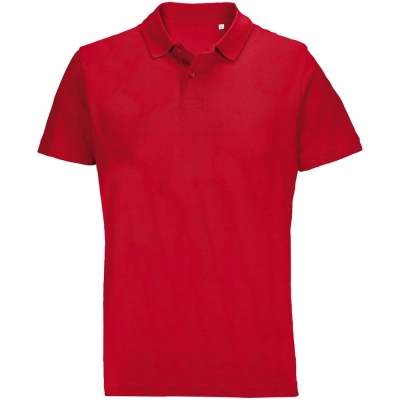 
                                                Unisex red Pulse polo shirt.
                                                