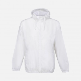 Unisex white Shield windbreaker.