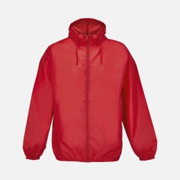 Unisex red Shield windbreaker.