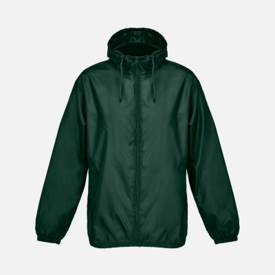 
                                                Unisex dark green Shield windbreaker.
                                                