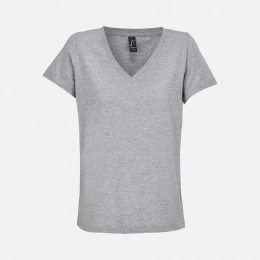 Regent Women's V-neck T-shirt, grey melange.