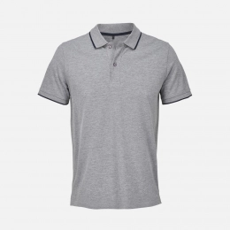 Unisex Palermo polo shirt, grey melange with dark blue.