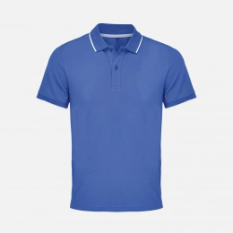 Unisex Palermo bright blue polo shirt with white.