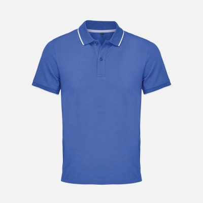 
                                                Unisex Palermo bright blue polo shirt with white.
                                                